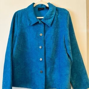 David Paul Teal Textured Button Jacket - Vintage